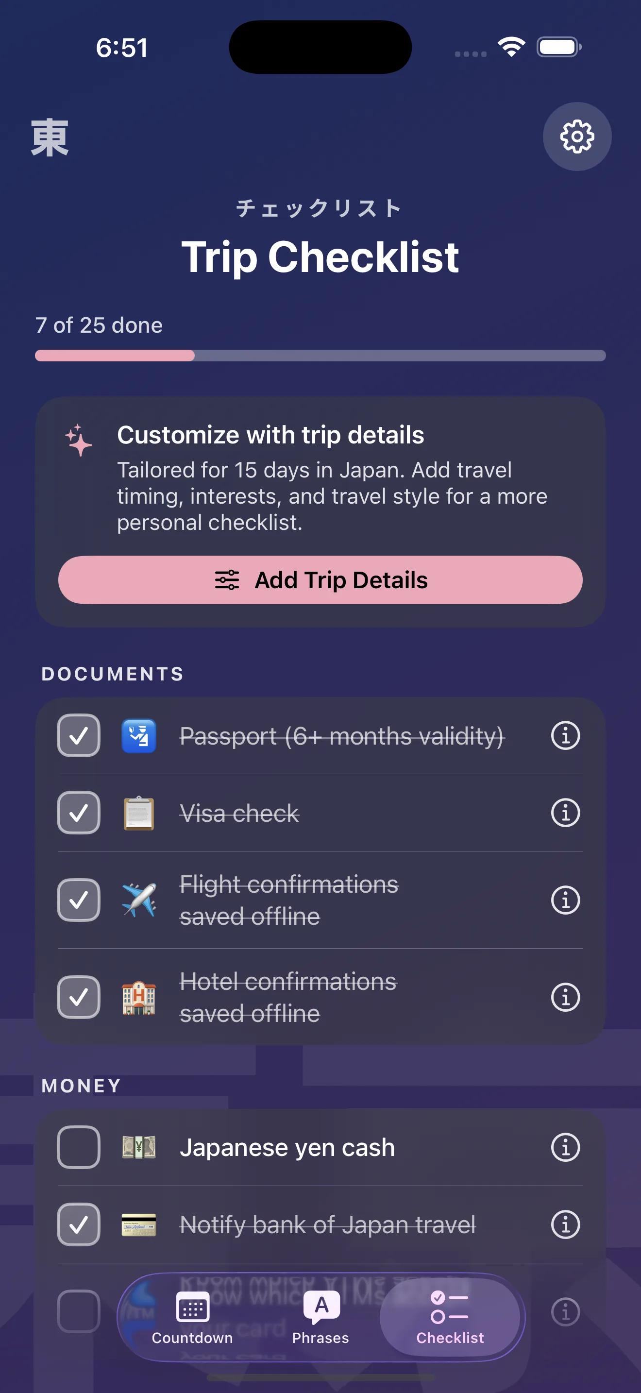 Japan trip preparation checklist