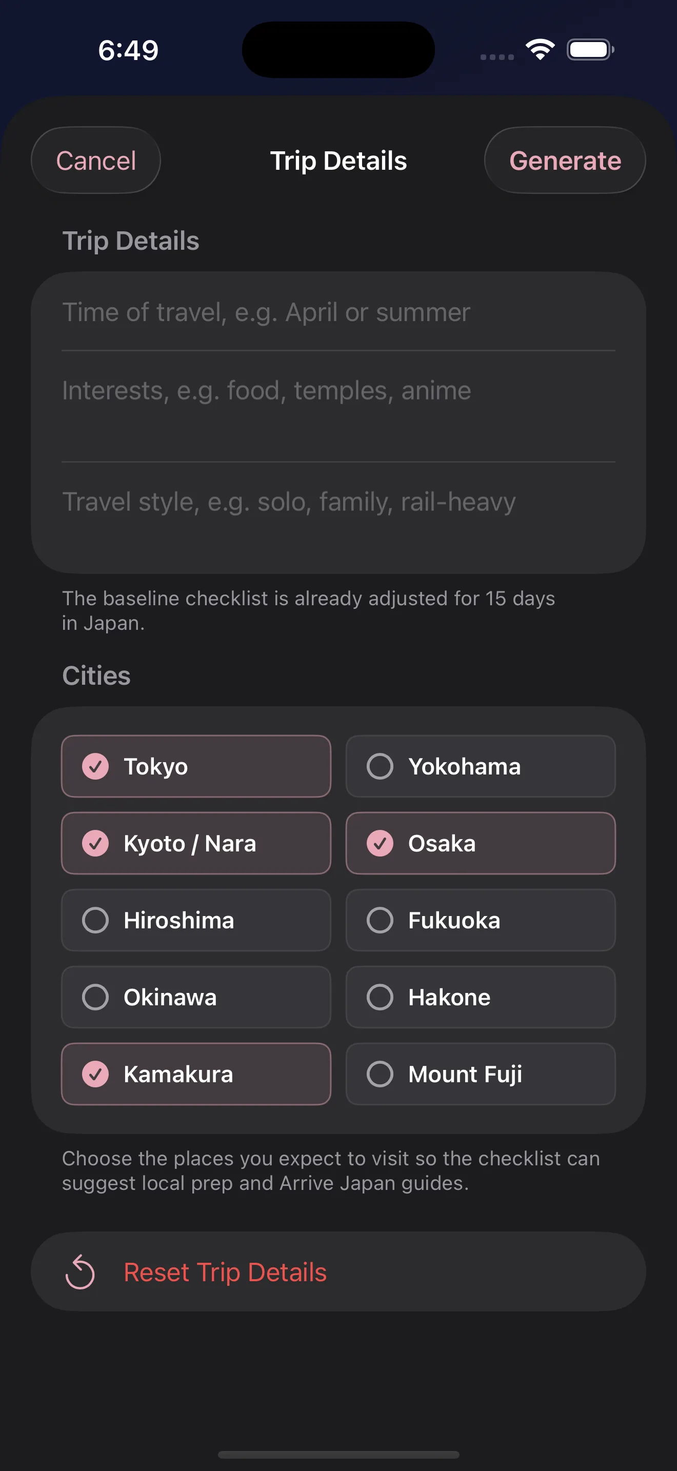 Japan Countdown city suggestions