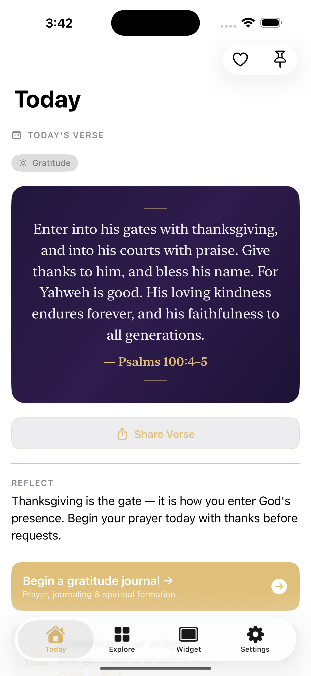 Verse of the Day home screen