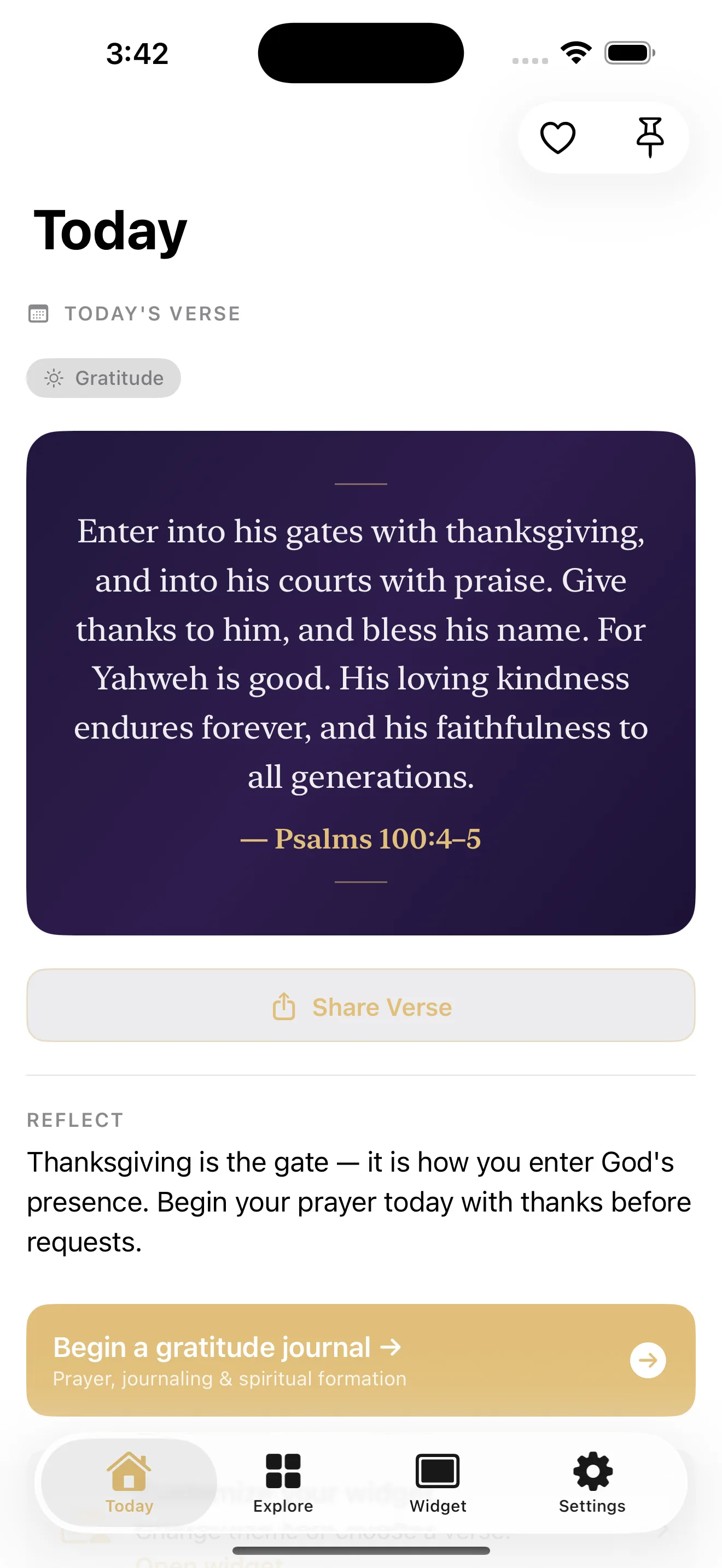 Verse of the Day home screen