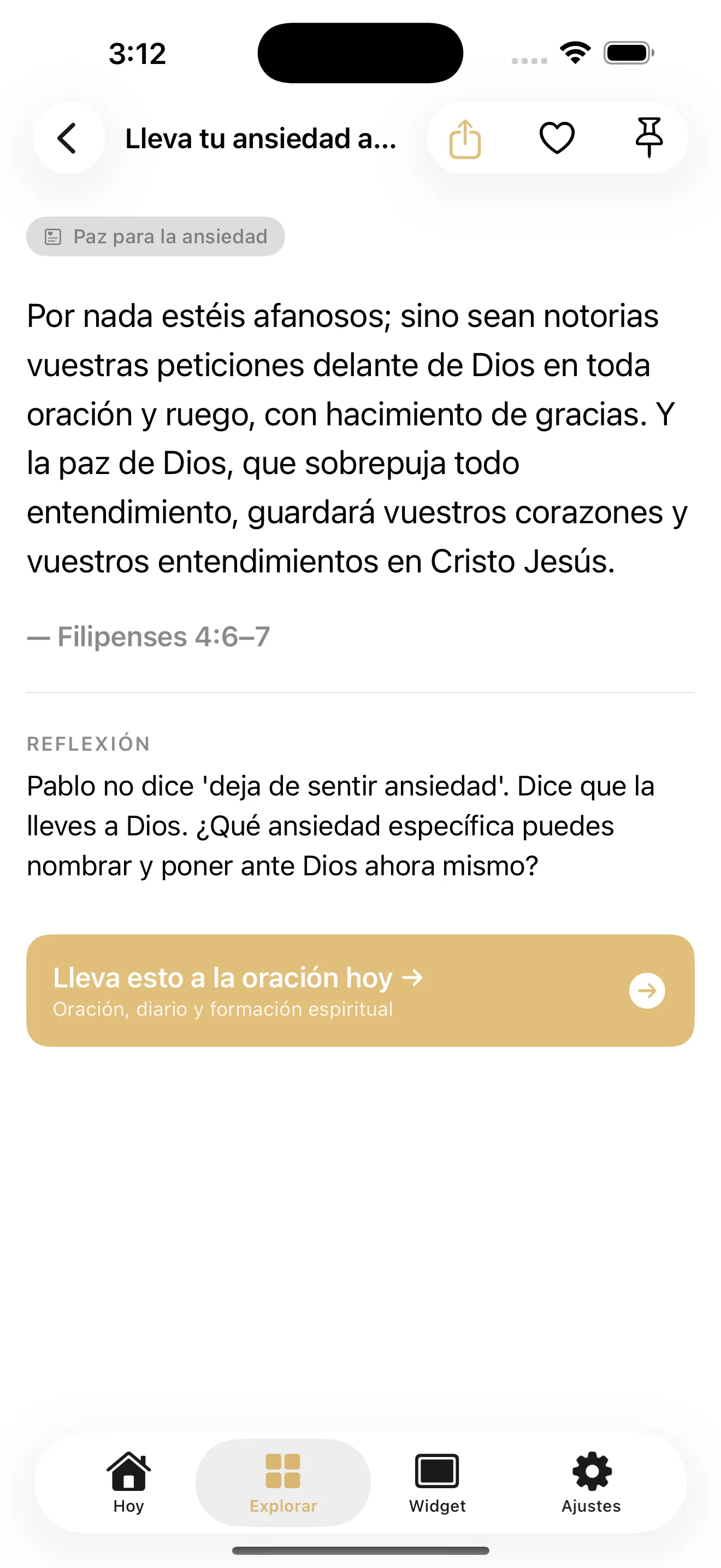Pantalla de detalle del versículo