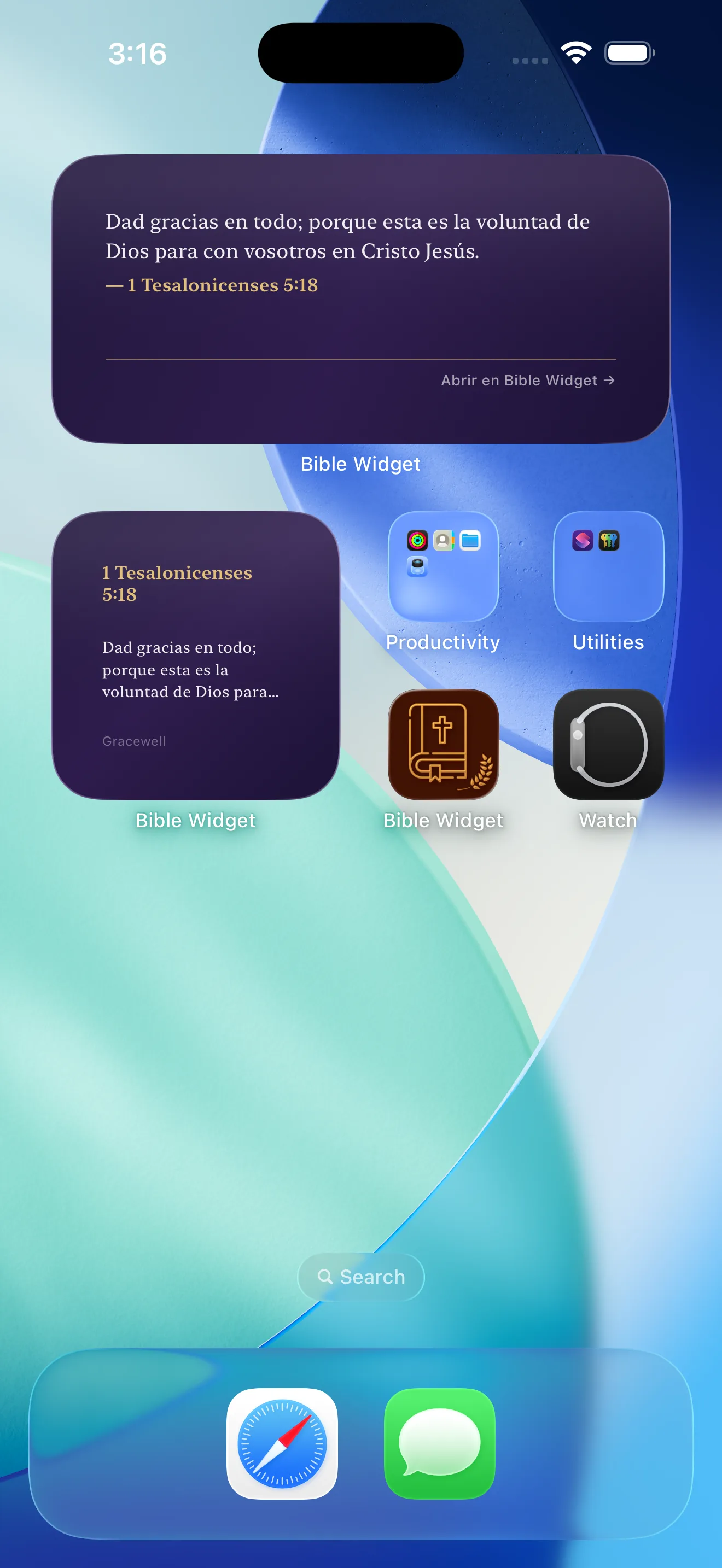 Ejemplos de widgets de pantalla de inicio
